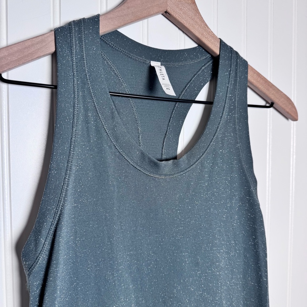 Athleta Momentum Seamless Green Sparkly Racerback Tank Top Women’s Size XS - Picture 2 of 6